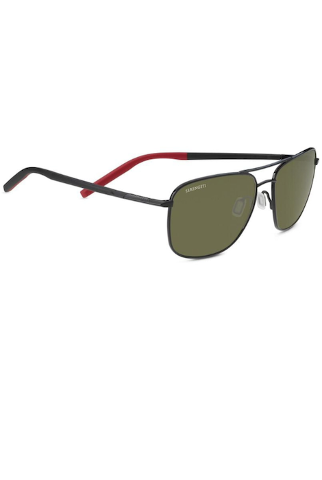 Serengeti Spello - Shiny Black With Red Inside Temple Tips / Mineral Polarized 555Nm Cat 3 To 3