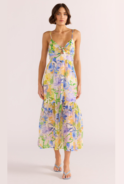 Minkpink Fable Tie Midi Dress - Painterly Floral