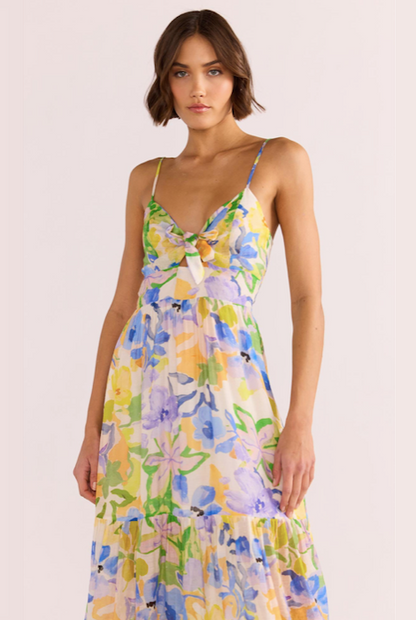 Minkpink Fable Tie Midi Dress - Painterly Floral