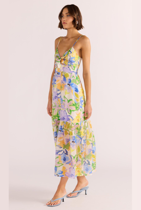 Minkpink Fable Tie Midi Dress - Painterly Floral