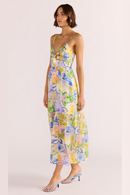 Minkpink Fable Tie Midi Dress - Painterly Floral