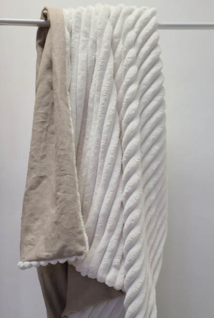 Pico Charlie Cole Natural Linen With Cream Corded Chenille Throw