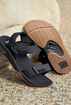 REEF FANNING BAJA SANDALS BLACK/SILVER