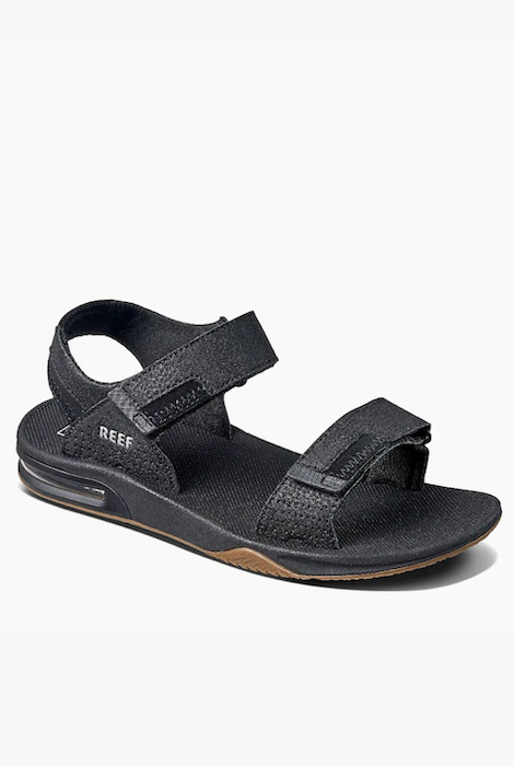 REEF FANNING BAJA SANDALS BLACK/SILVER