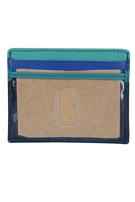 Greenwood Leather Melody Card Wallet - Blue Multi