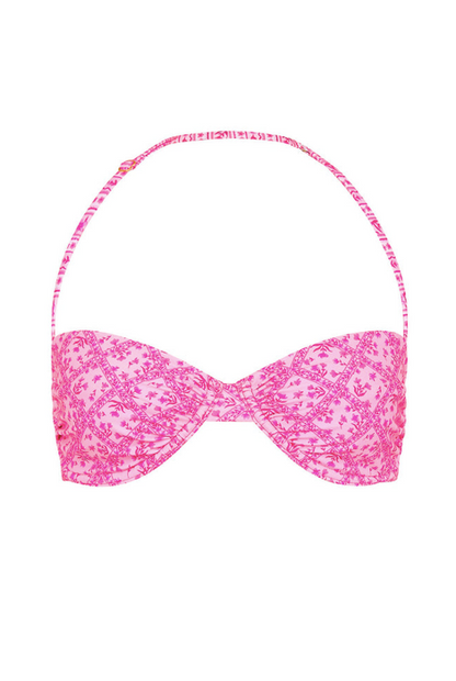 Kulani Kinis Retro Balconette Bra Bikini Top - Electric Palms