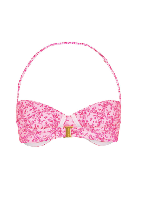 Kulani Kinis Retro Balconette Bra Bikini Top - Electric Palms