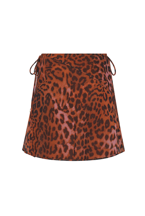 Kulani Kinis Chiffon Tie Side Mini Skirt - Leopard Lasso