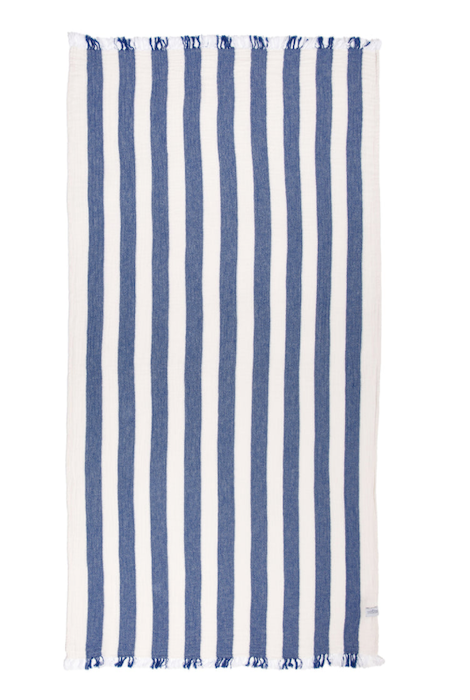 Tofino Towel The Banks Stripe Gauze Muslin Turkish Towel - Denim