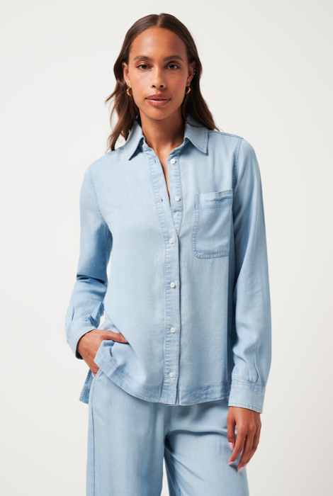 TravisMathew Chambray Button Down Long Sleeve - Light Wash