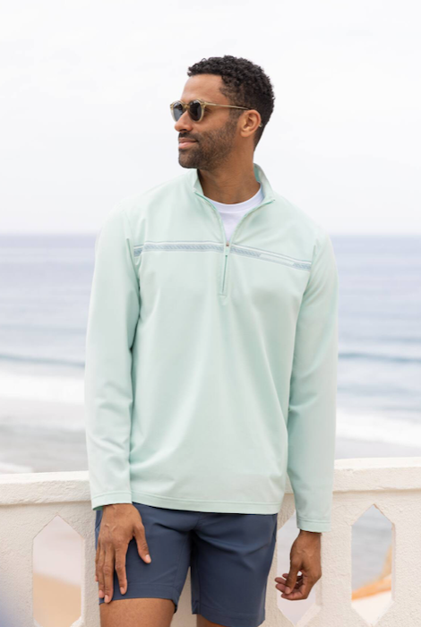TravisMathew On The Map Pullover - Eggshell Blue