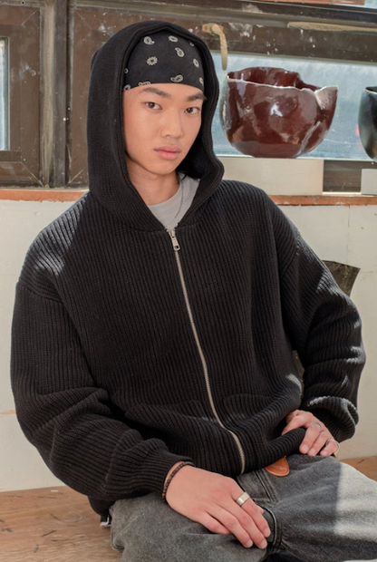 Kuwalla Tee Knitted Zip Hoodie - Black