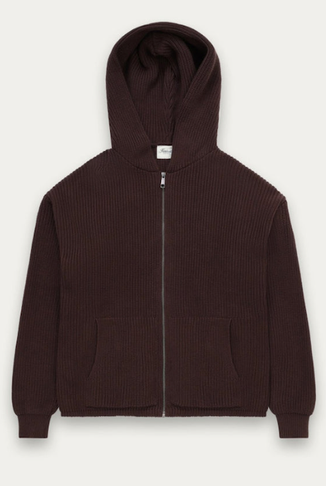 Kuwalla Tee Knitted Zip Hoodie - Coffee