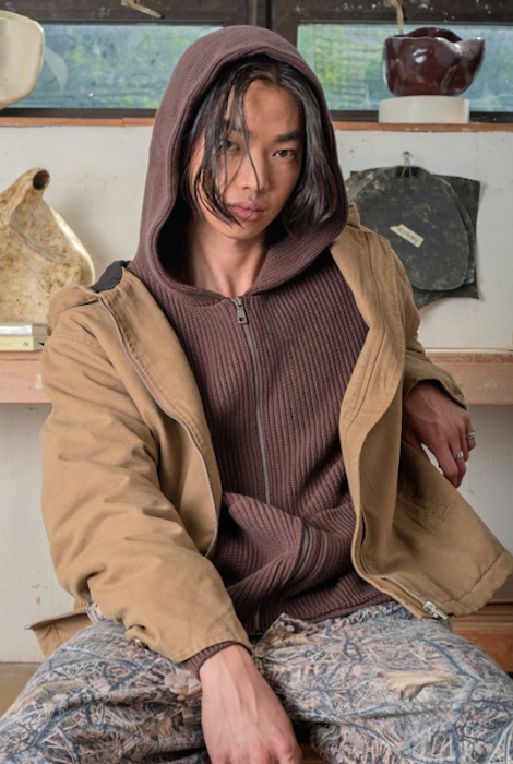 Kuwalla Tee Knitted Zip Hoodie - Coffee