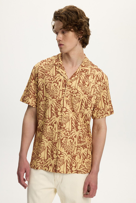 KUWALLA TEE Linen Printed Yacht Shirt 2.0 - Terra Cotta AOP