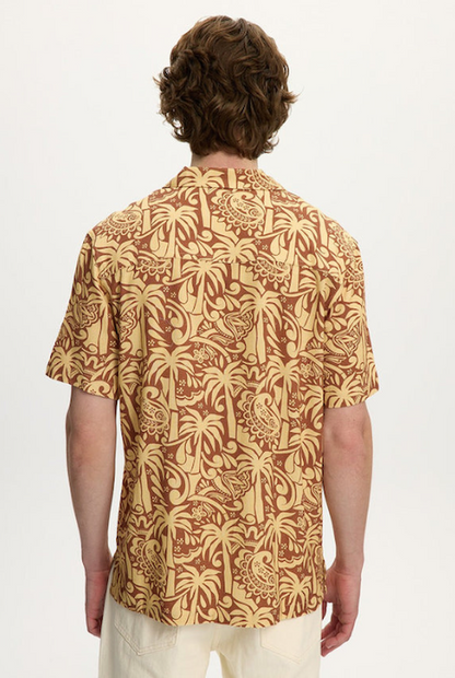 KUWALLA TEE Linen Printed Yacht Shirt 2.0 - Terra Cotta AOP