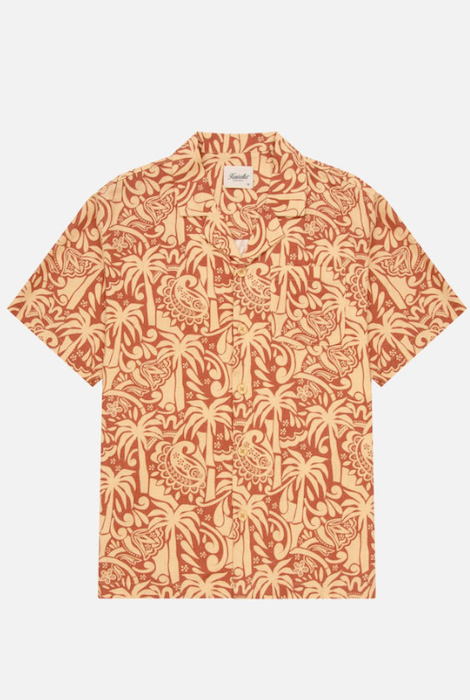 KUWALLA TEE Linen Printed Yacht Shirt 2.0 - Terra Cotta AOP