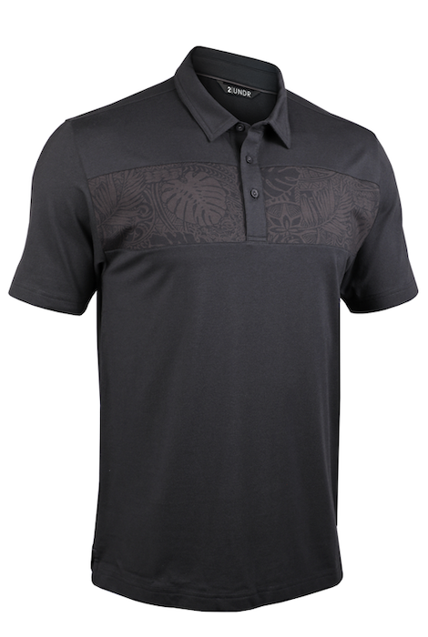 2UNDR Pacino Short Sleeve Polo - Black/Coastal Black, men's polo shirt product photograph