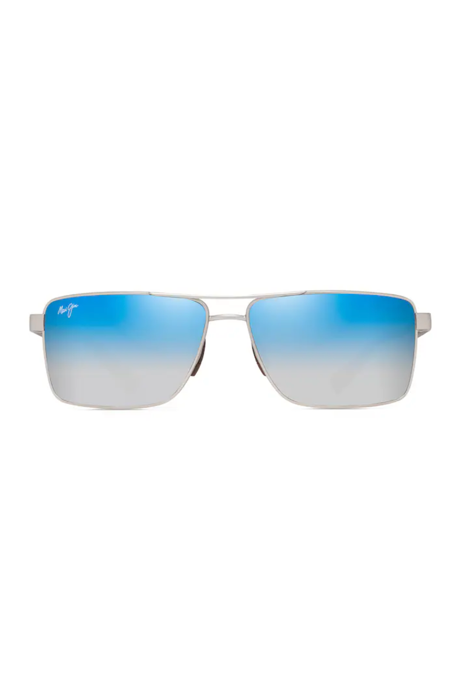 MAUI JIM PIHA - MATTE SILVER WITH BROWN/DUAL MIRROR BLUE TO SILVER