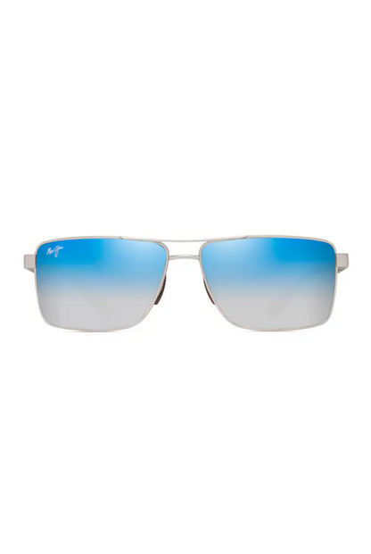 MAUI JIM PIHA - MATTE SILVER WITH BROWN/DUAL MIRROR BLUE TO SILVER