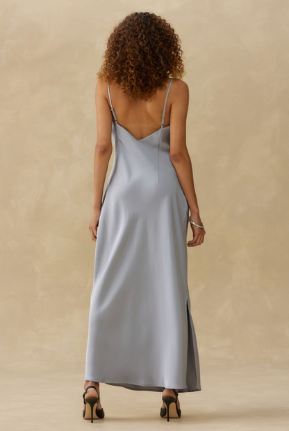 Kuwalla Tee Bias-Cut Satin Slip Dress - Silver