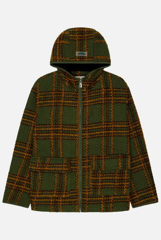 CHAQUETA DE CUADROS CON CAPUCHA KUWALLA - VERDE OSCURO