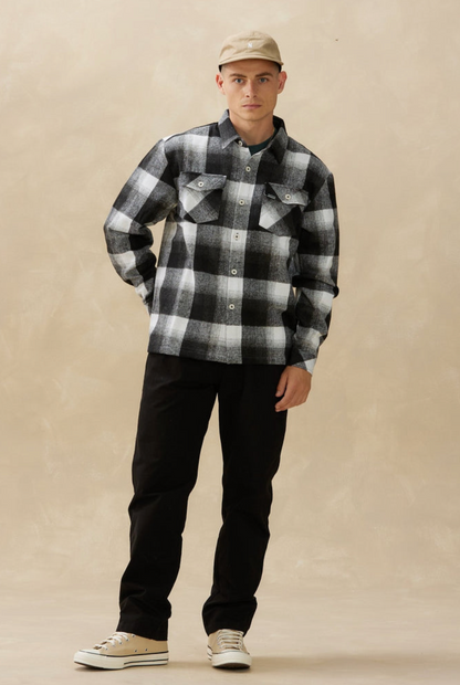 KUWALLA TEE FLANNEL OVERSHIRT BLACK