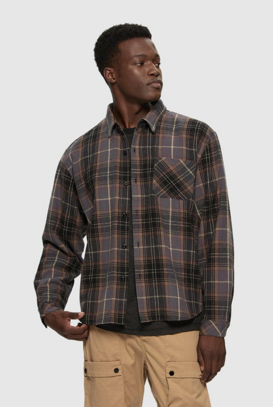 KUWALLA TEE MIDWEIGHT PLAID SHIRT GREY