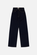 Camiseta Kuwalla de tiro alto en denim con efecto envejecido