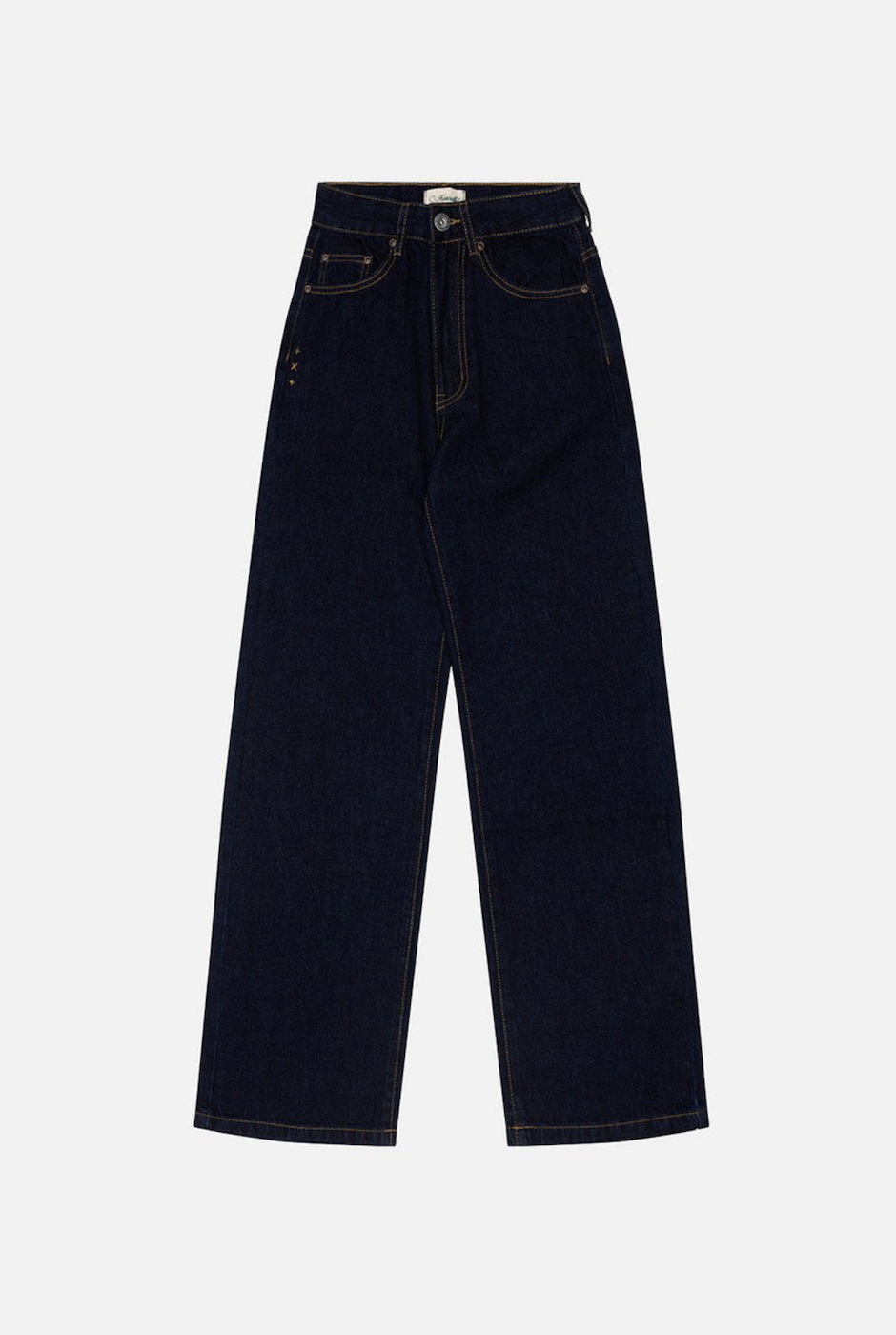 Camiseta Kuwalla de tiro alto en denim con efecto envejecido
