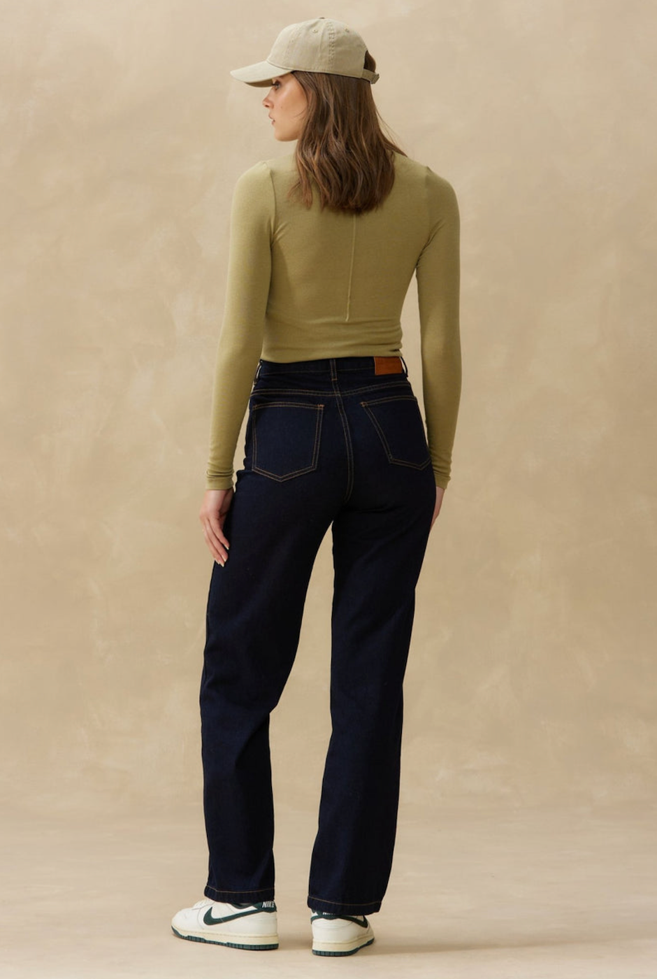 Camiseta Kuwalla de tiro alto en denim con efecto envejecido