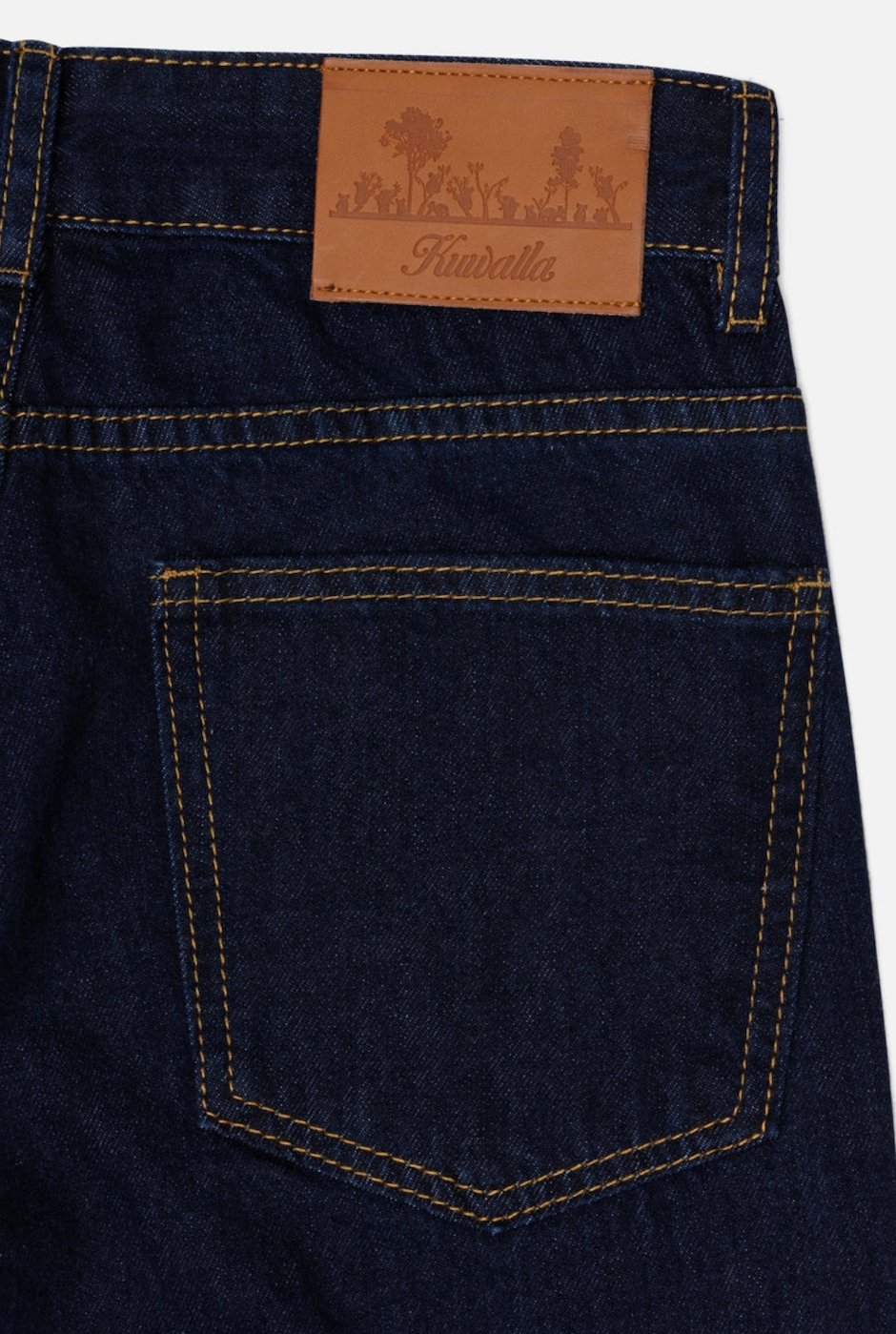 Camiseta Kuwalla de tiro alto en denim con efecto envejecido
