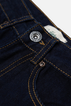 Camiseta Kuwalla de tiro alto en denim con efecto envejecido