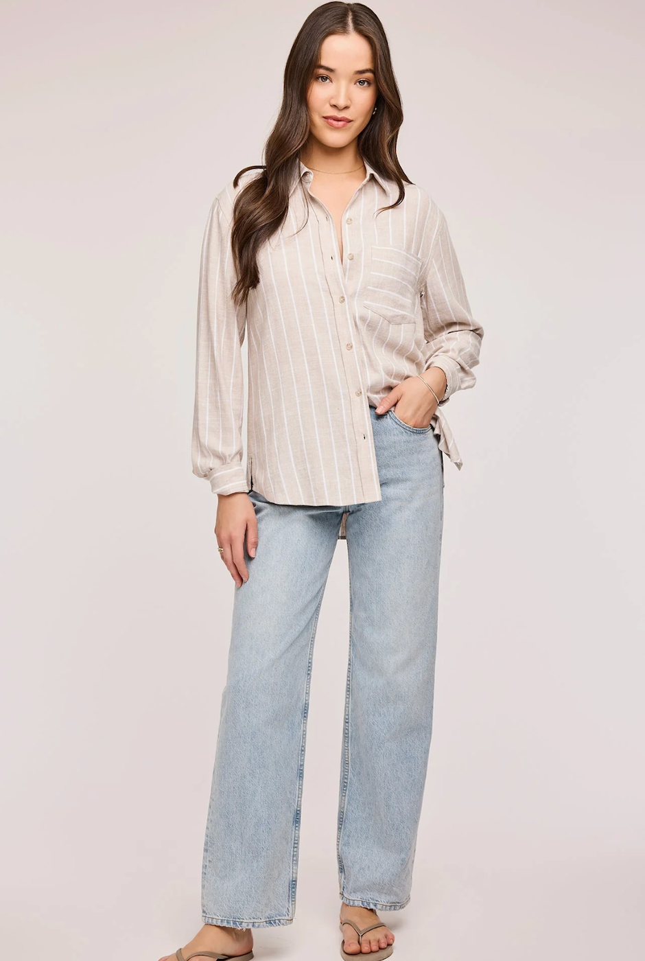 Gentle Fawn Portia Button Down Shirt - Linen Stripe