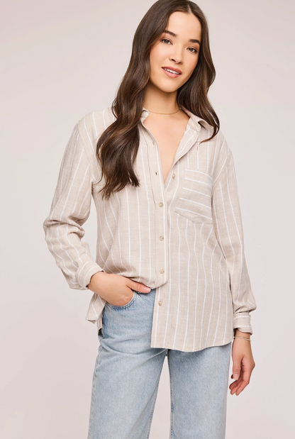 Gentle Fawn Portia Button Down Shirt - Linen Stripe