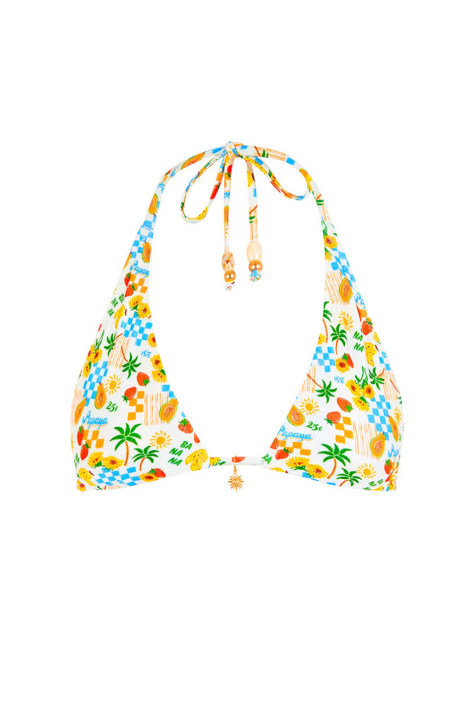 Kulani Kinis Classic Tie Halter Bikini Top - Suncatcher, front product view