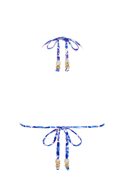 Kulani Kinis Bind Tie Halter Bikini Top - Ocean Colada