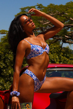 Kulani Kinis Slim Underwire Bra Bikini Top - Ocean Colada, styled on model