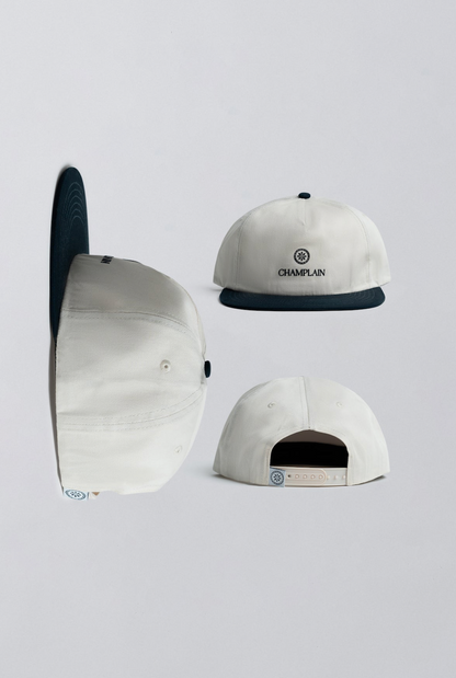 CHAMPLAIN CREAM ON NAVY HAT - ONE SIZE