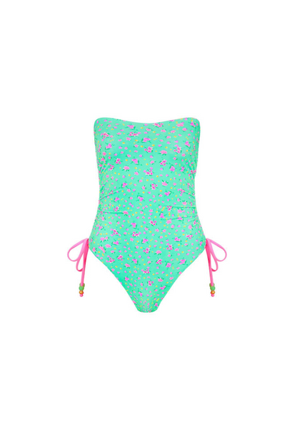 Kulani Kinis Ruched Bandeau Classic Cut One Piece - Mint Macaron