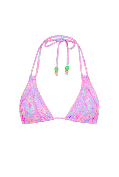 Kulani Kinis Decorative Panel Halter Bikini Top - Lilac Love