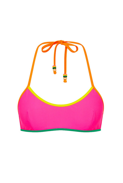 Kulani Kinis Bind Halter Crop Bikini Top - Passionfruit Punch