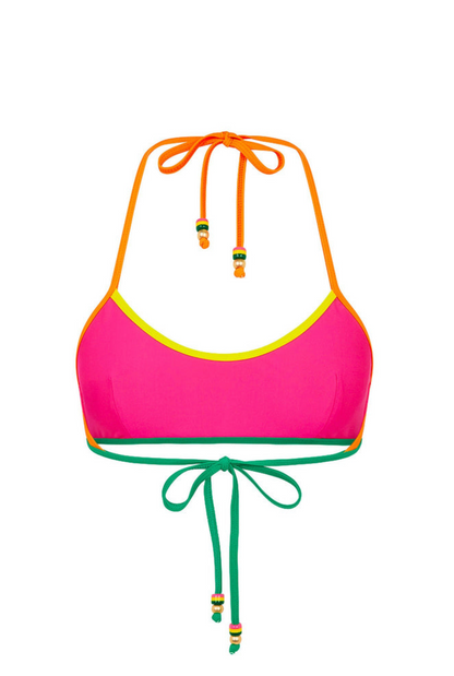 Kulani Kinis Bind Halter Crop Bikini Top - Passionfruit Punch