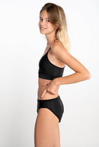 No Blood Azure Bikini Top - Black, angled view on model
