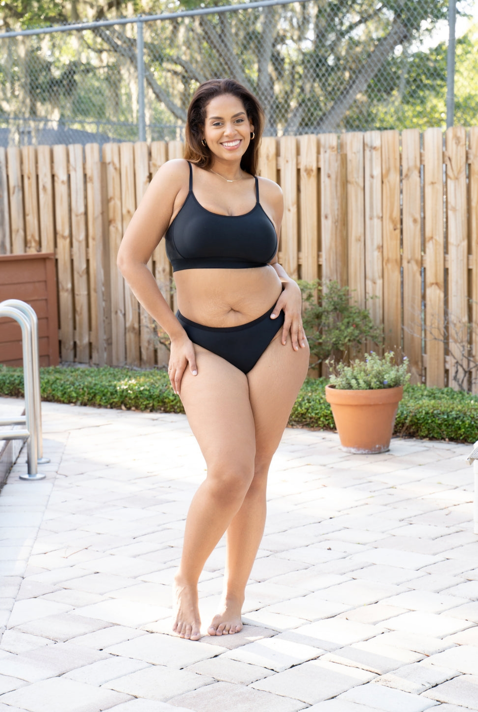 No Blood Azure Bikini Top - Black, styled on model