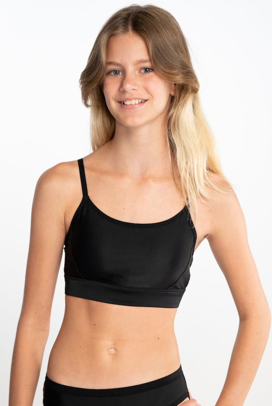 No Blood Azure Bikini Top - Black, front view on model