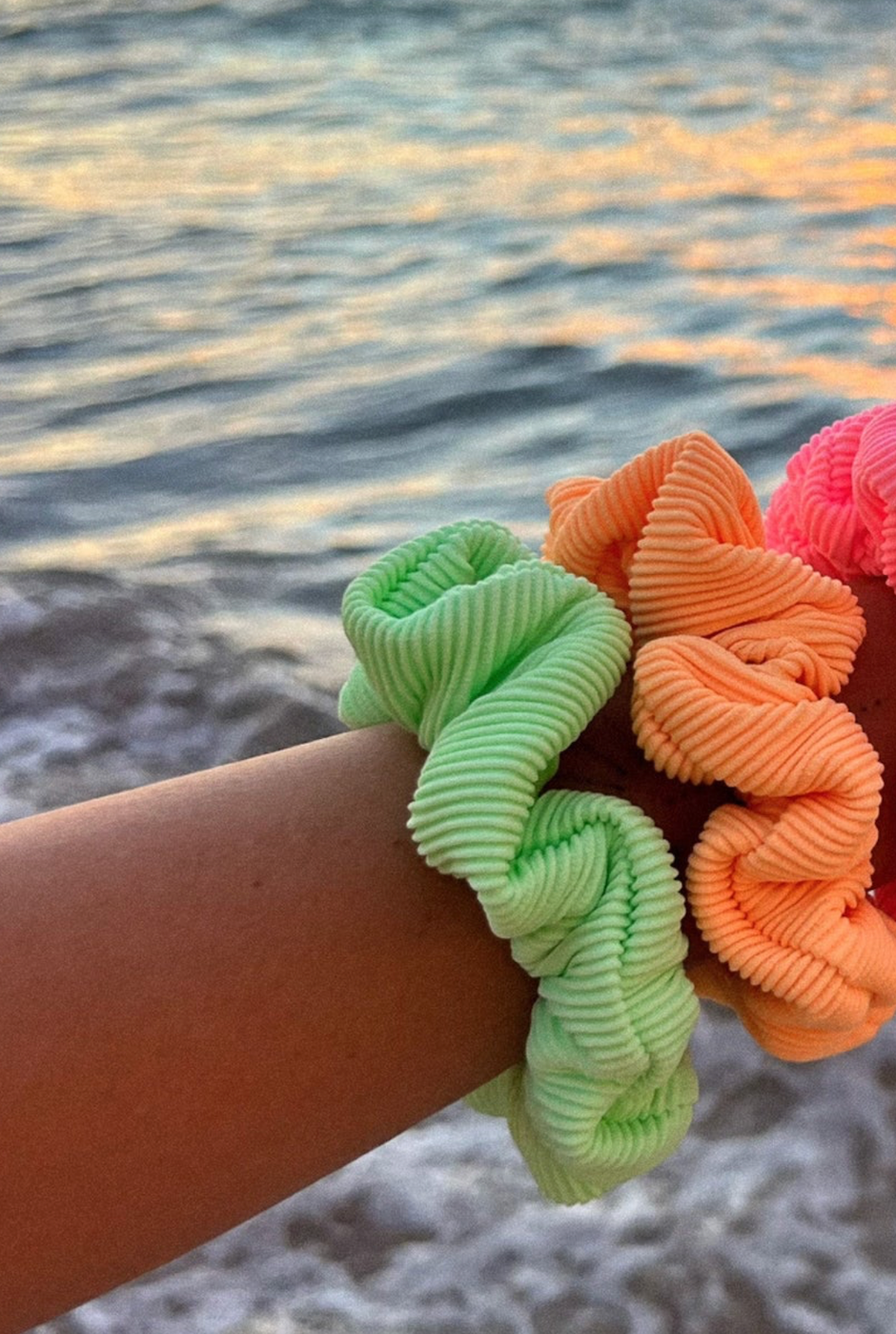 Kulani Kinis Hair Scrunchie - Luau Lime Ribbed