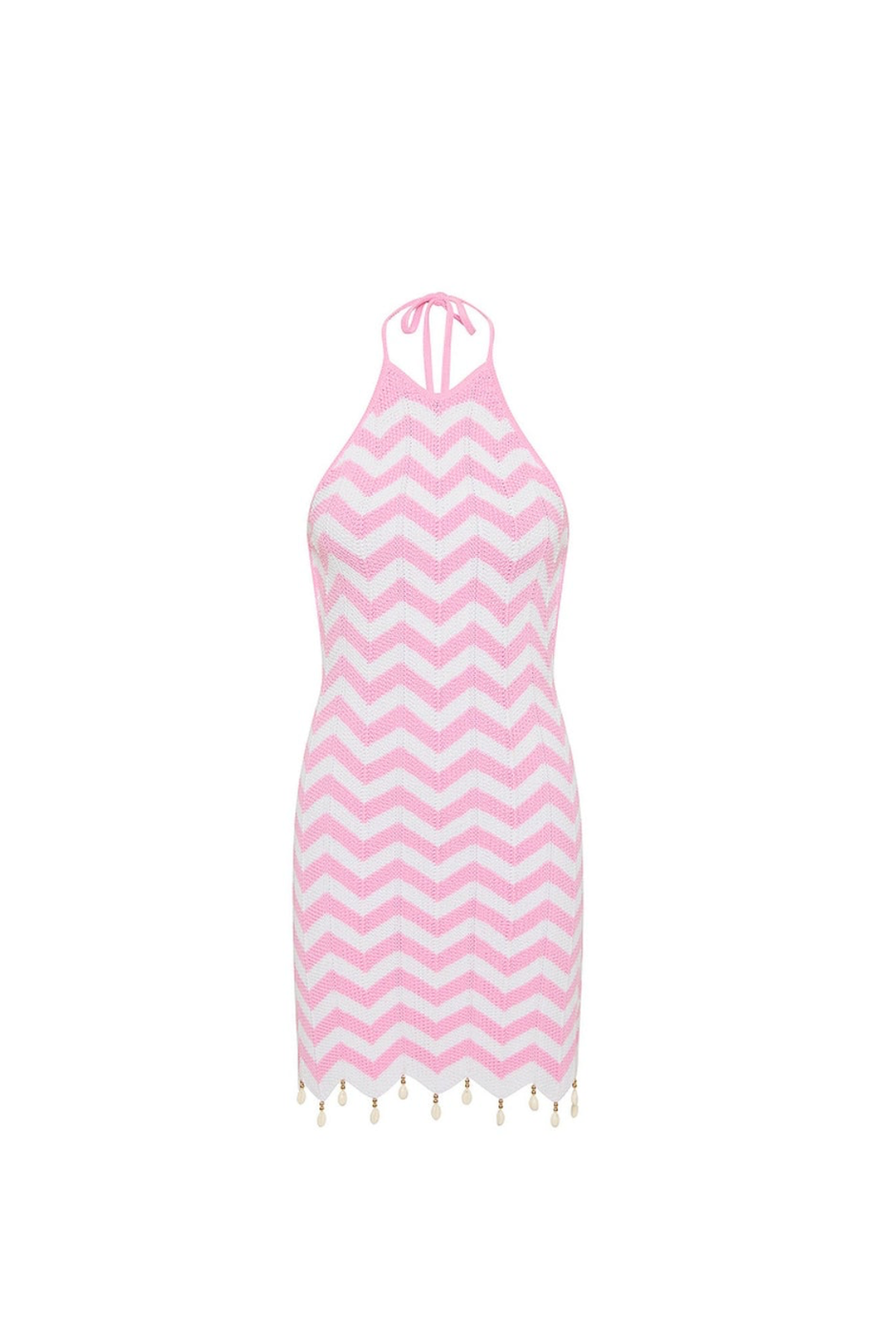 Kulani Kinis Chevron Knit Halter Mini Dress - Cotton Candy