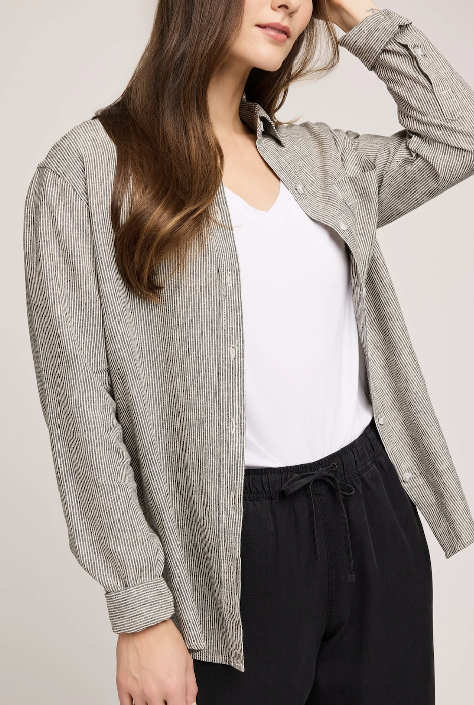 Gentle Fawn Arabella Striped Button Down Shirt - Black Stripe