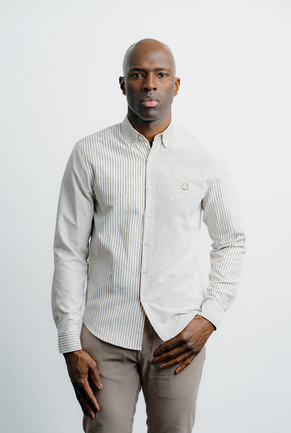 Champlain Stripe Dress Shirt - Brown